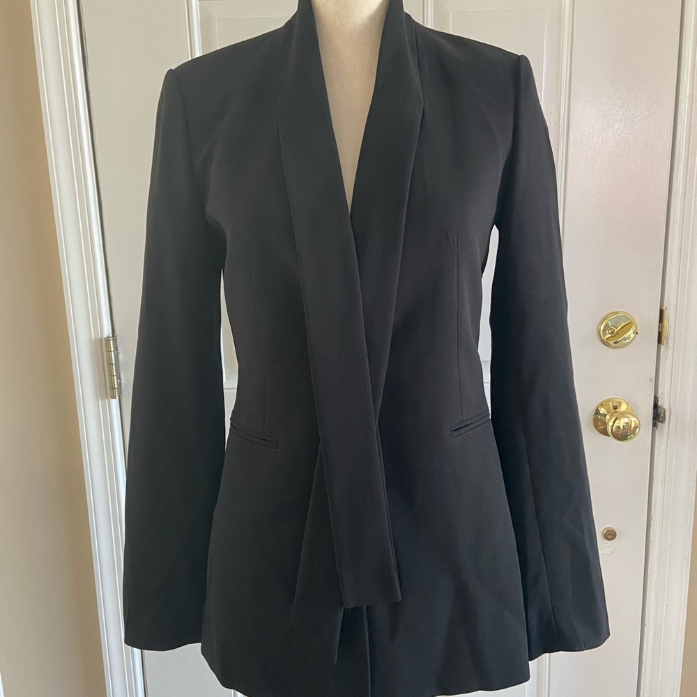 Theory Self-Tie Scarf Black Blazers Sz 2